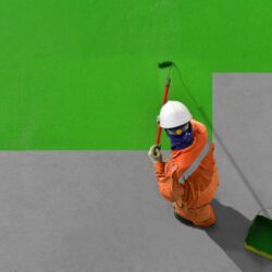 Crew,Man,Is,Painting,Ship's,Deck,By,Green.