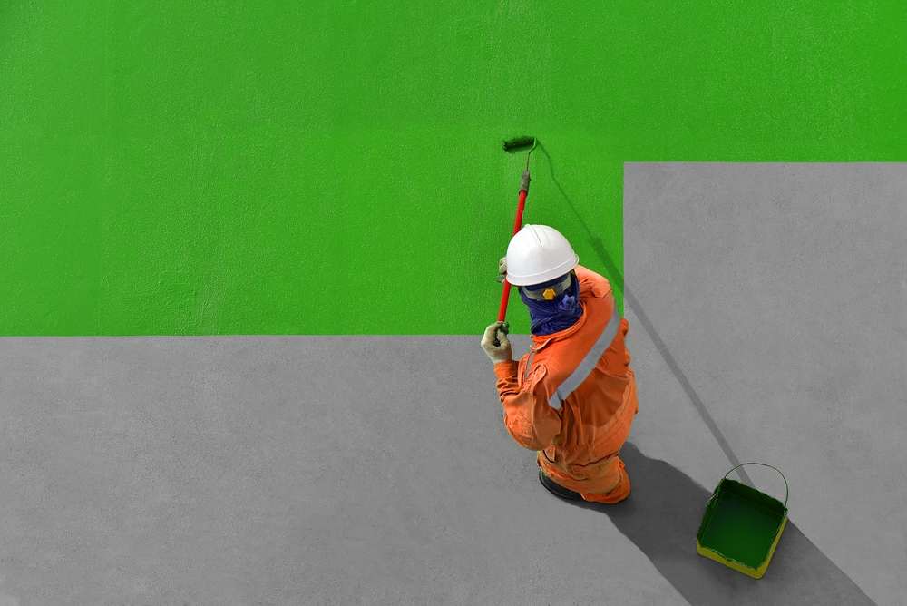 Crew,Man,Is,Painting,Ship's,Deck,By,Green.