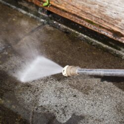 Concrete,Tile,Cleaning,With,Pressure,Washer.,Close,Up,Of,High